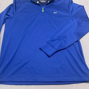 Vineyard Vines Royal Blue Half-Zip Pullover with Neon Zipper